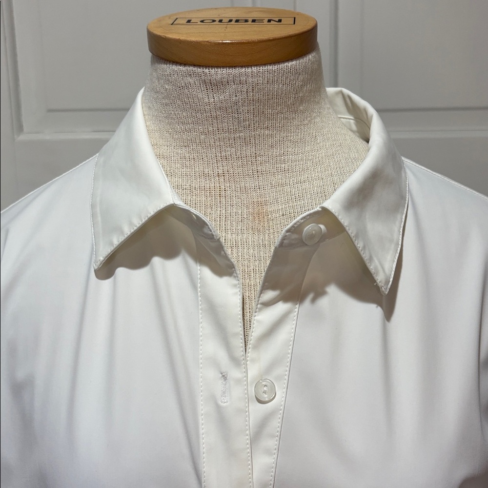 Lysse New York Schiffer sz L white tailored tunic length button down shirt - Picture 4 of 12